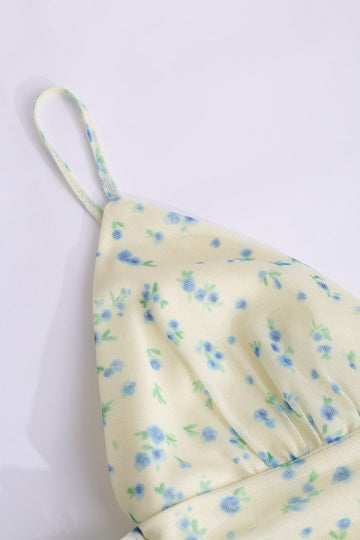 Floral Cold Shoulder Ruched Midi Dress