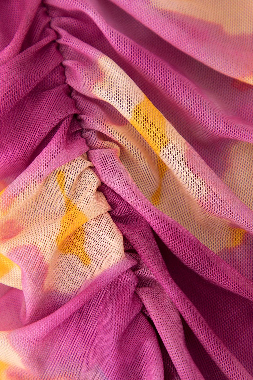 Abstract Print Mesh Strapless Midi Dress