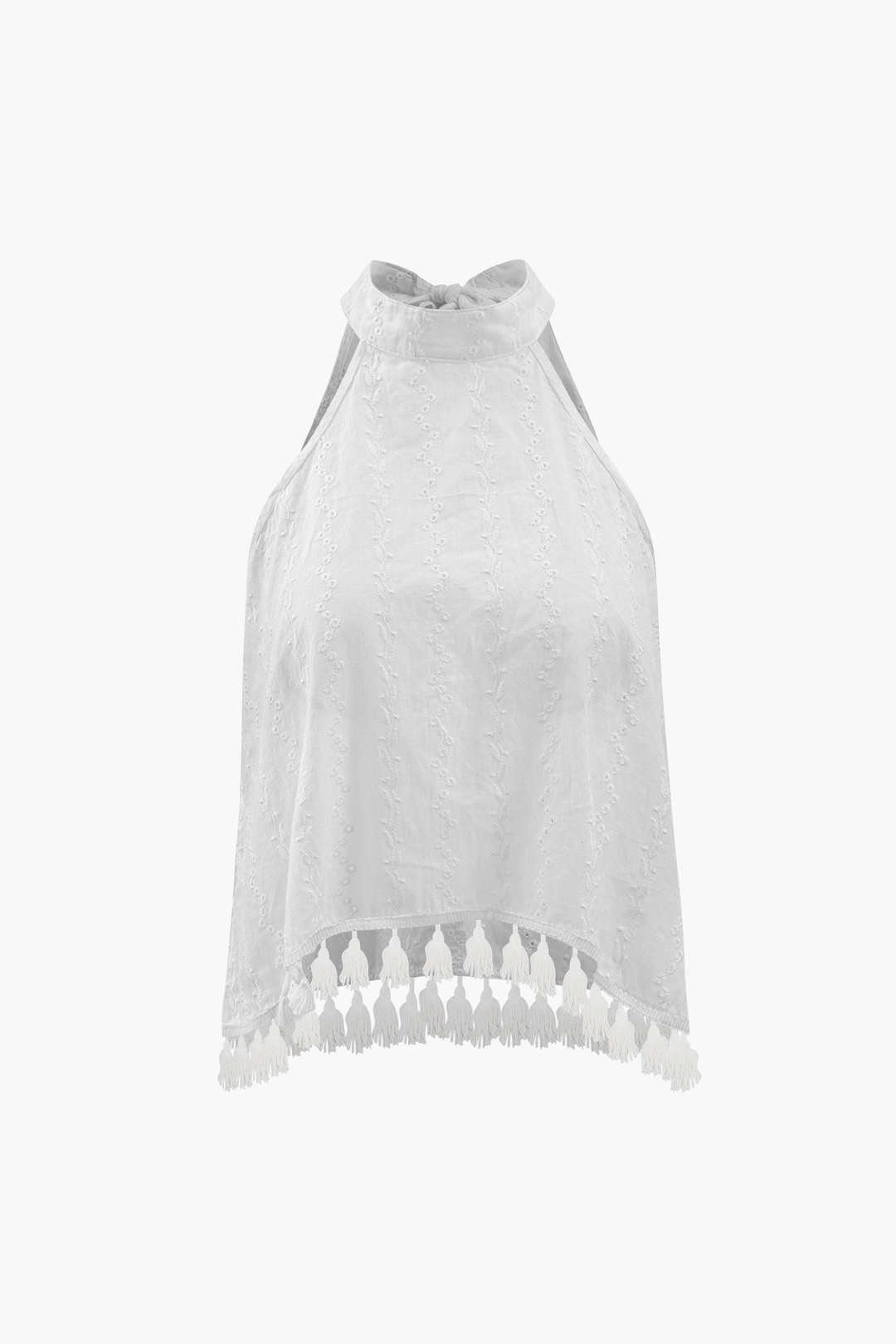 Embroidered Eyelet Halter Top
