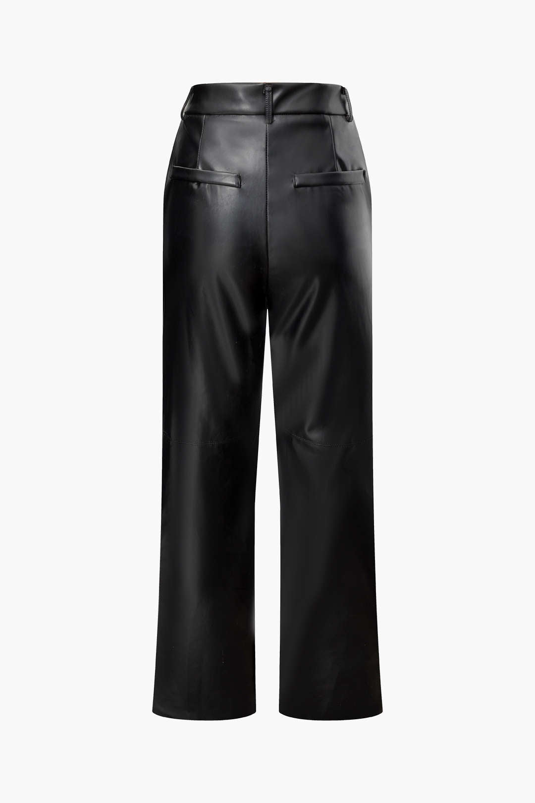 High Waisted Faux Leather Straight Leg Pants