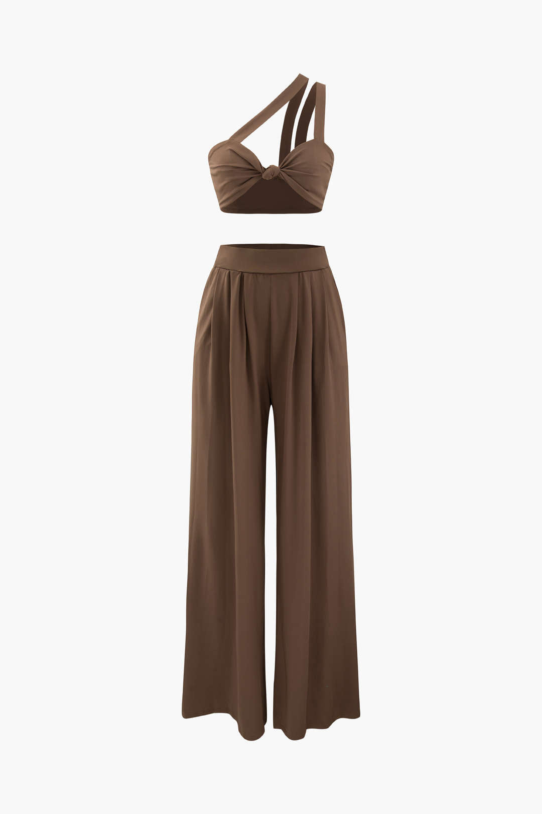 Asymmetric Knotted Cami Top And Pleated Pants Set