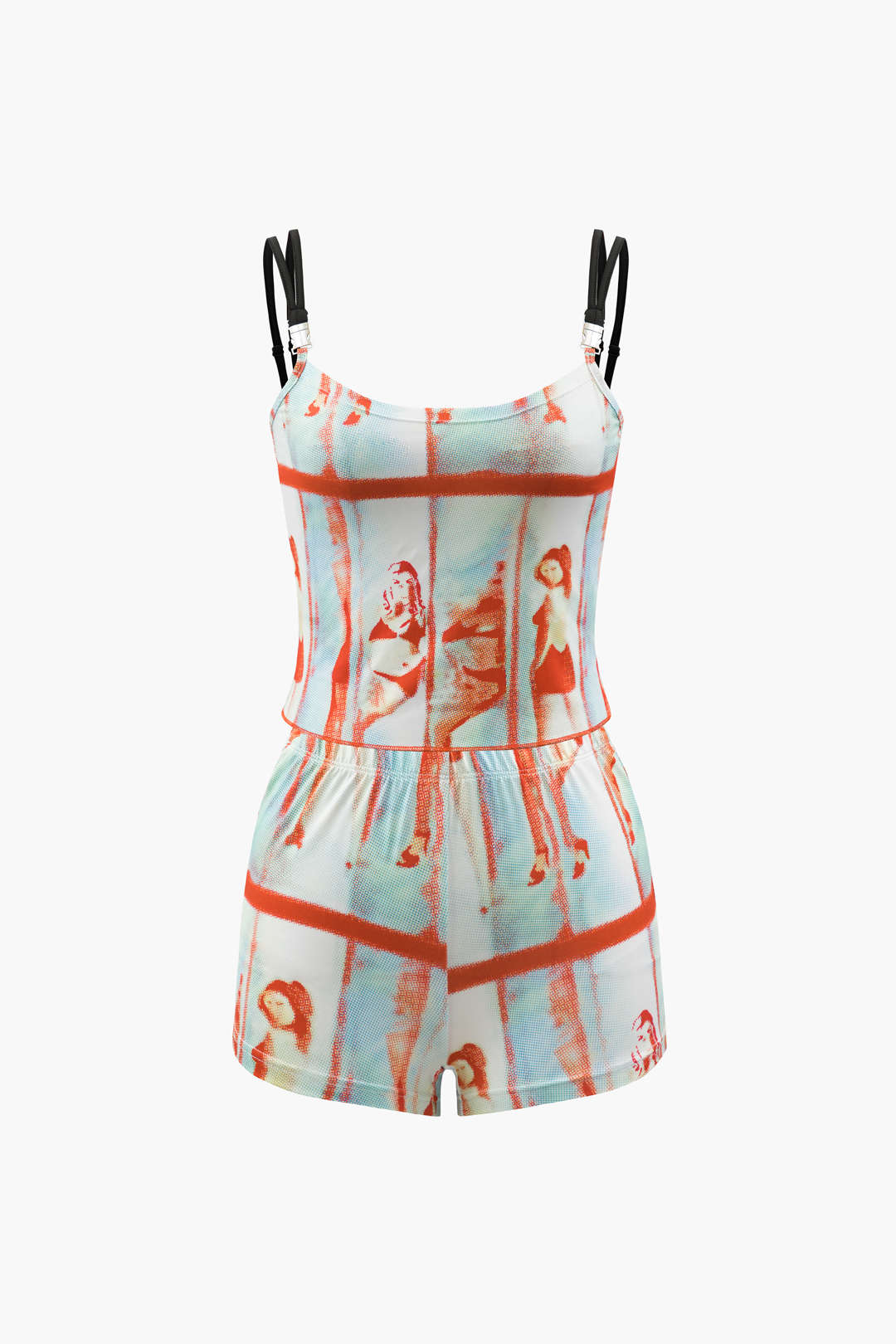 Printed Double Strap Cami Top And Shorts Set