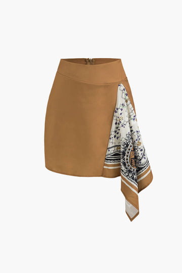 Asymmetric Side Scarf Mini Skirt