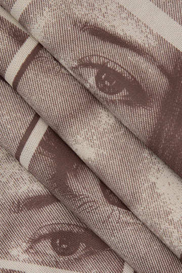 Face Graphic V-neck Lace Trim Mini Dress