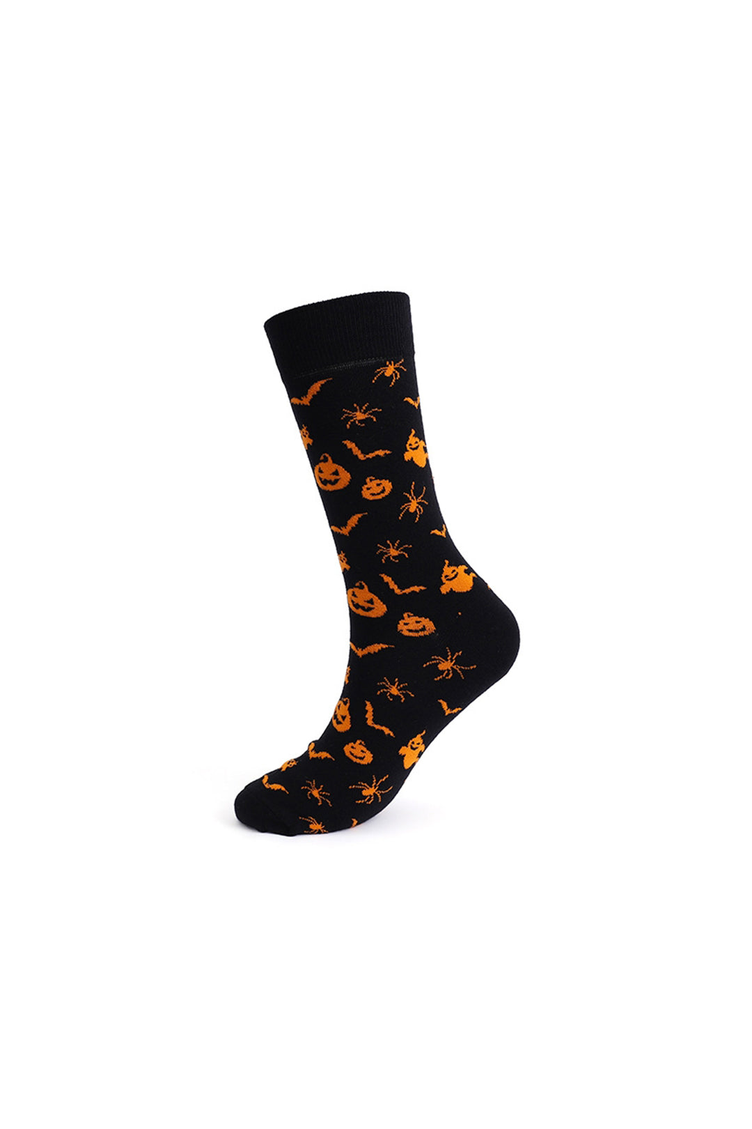 Halloween Pumpkin & Bat Pattern Mid-calf Socks