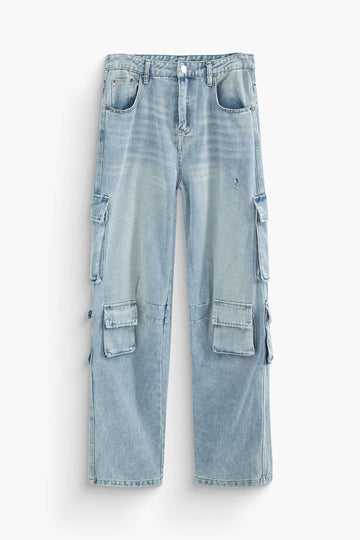 Multi Pocket Straight Leg Cargo Jeans