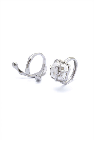 Square Pearl Open Rings