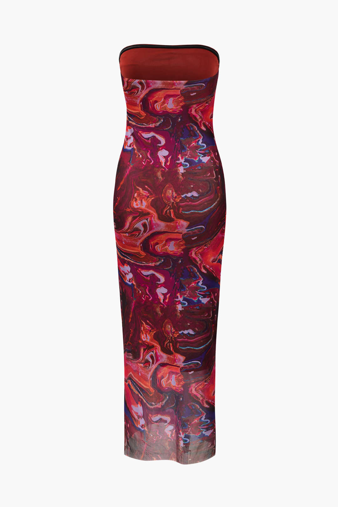 Marble Print Mesh Strapless Maxi Dress – Micas