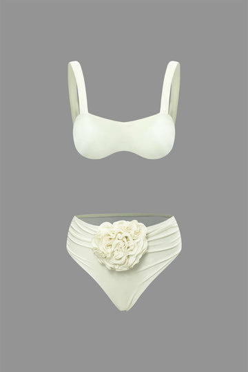 3D Flower Ruched Bikini Set