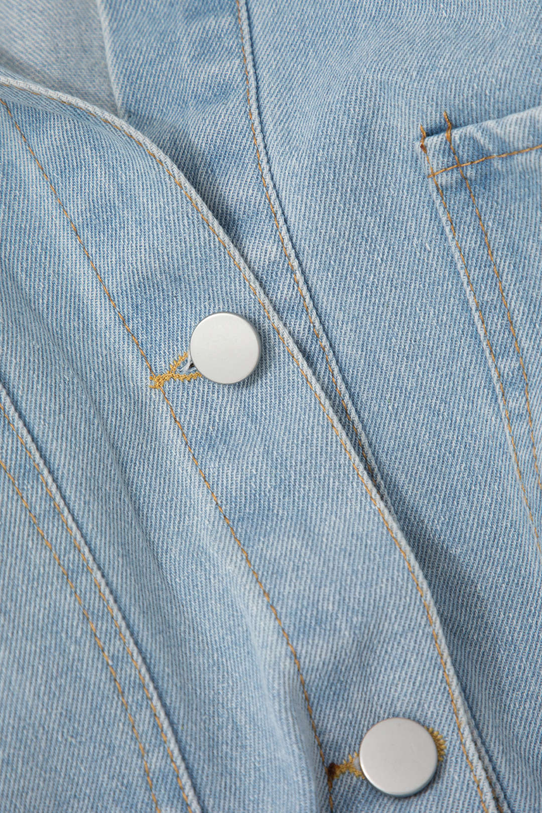 Denim Multi Pocket Button Rolled Cuff Jumpsuit