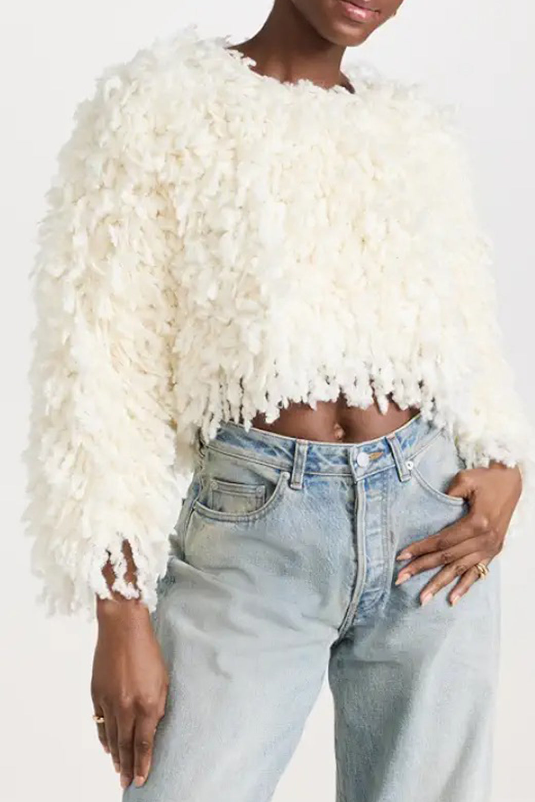 Round Neck Long Sleeve Fluffy Top