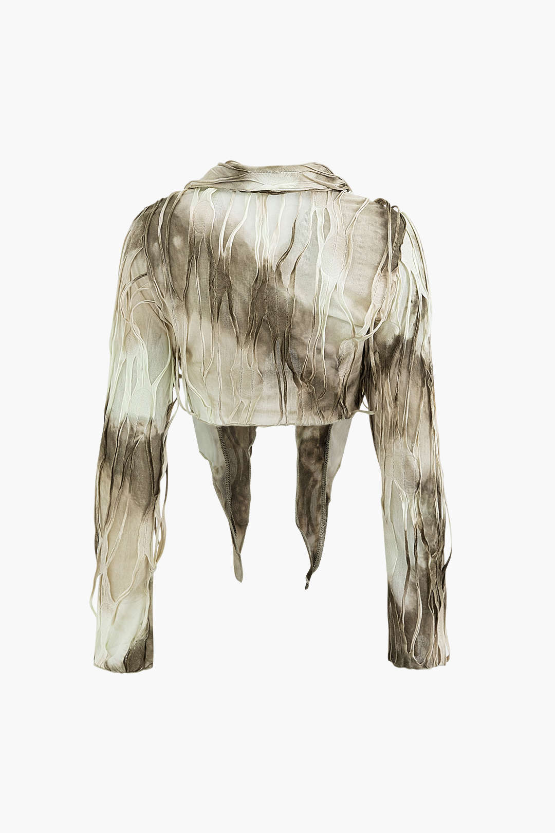 Tie Dye Distressed Collar Button Long Sleeve Top
