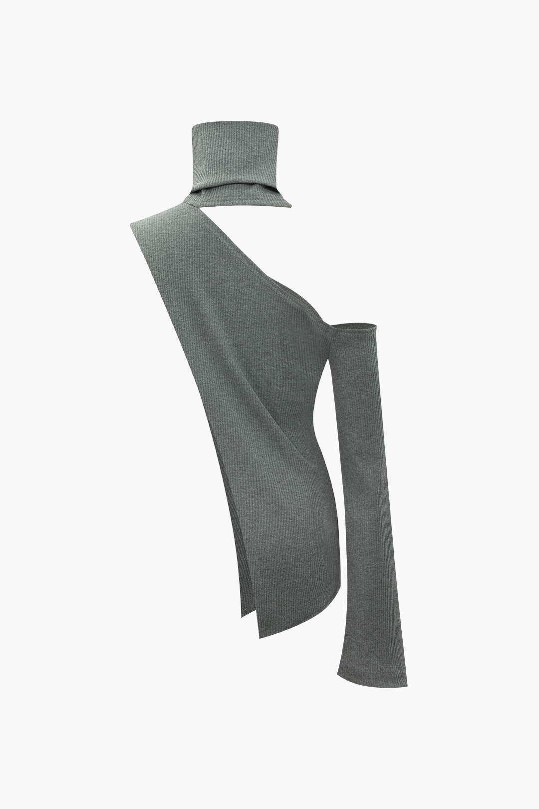 Asymmetric Knit Turtleneck Top And Midi Dress Set