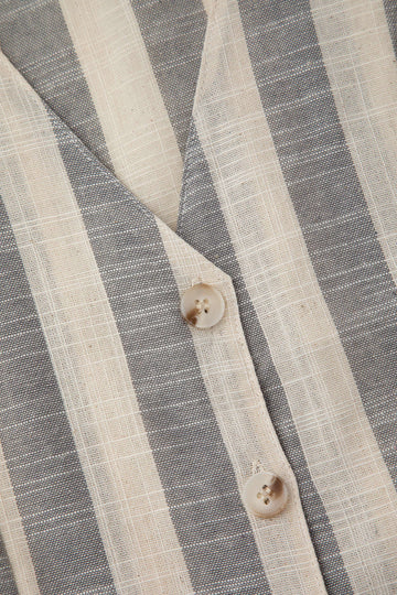 Linen-Blend Stripe Button Up Vest