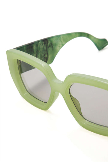 Square Sunglasses With Printed Temples