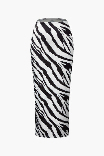 Zebra-Stripe Cami Top And Maxi Skirt Set