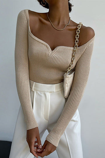 Solid Long Sleeve Knit Top