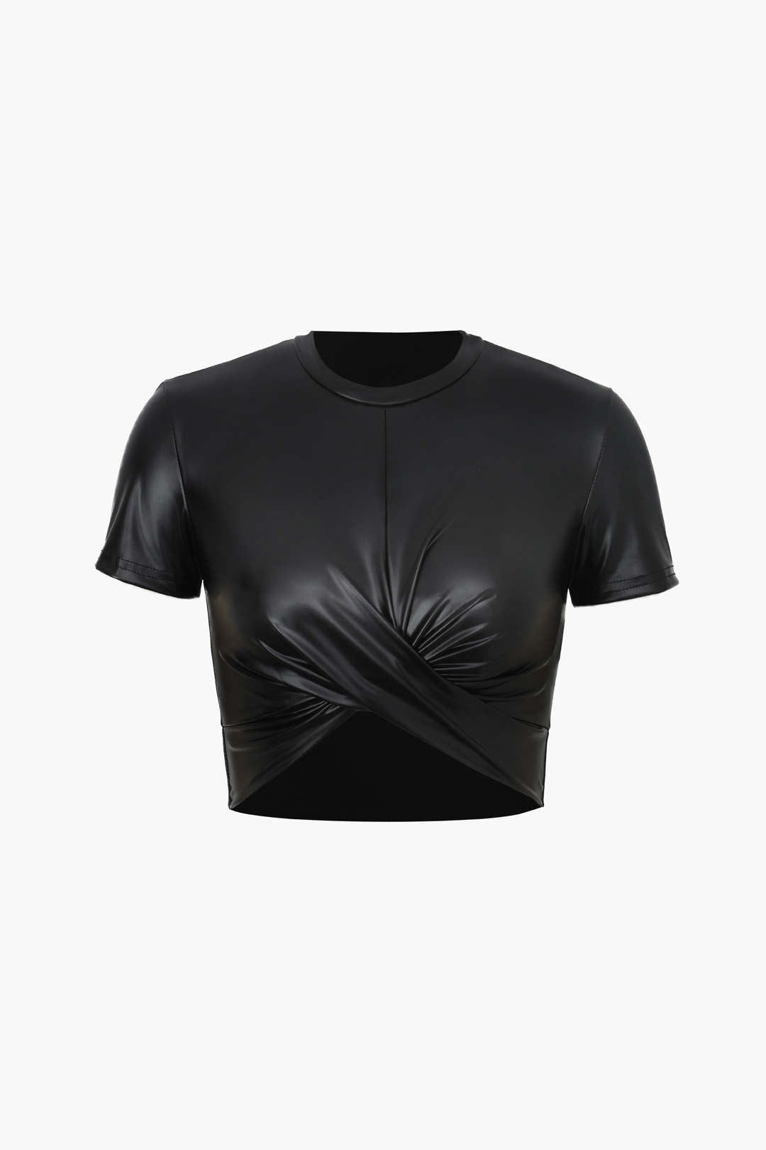 Faux Leather Cropped Tee