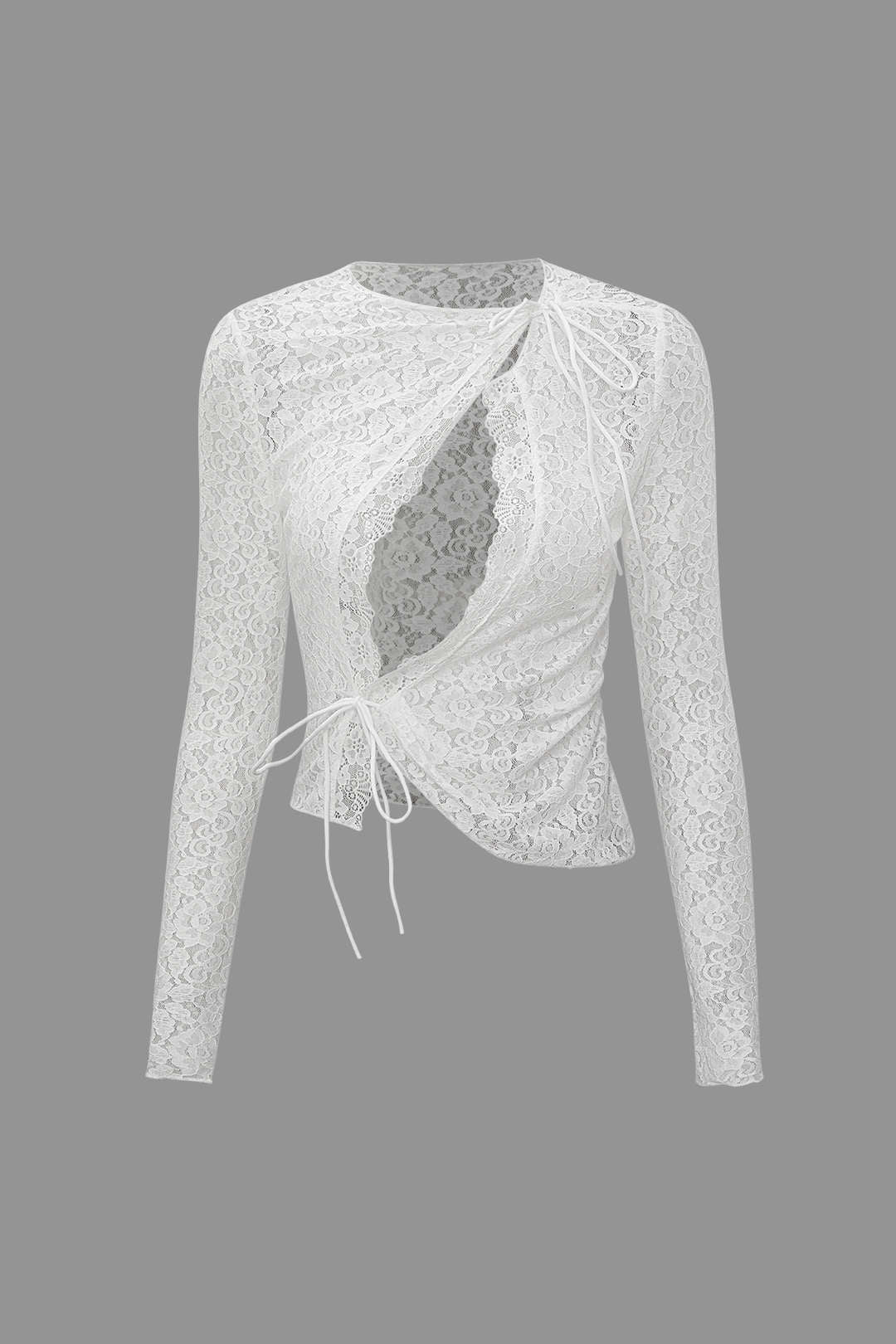 Sheer Lace Cut Out Long Sleeve Top
