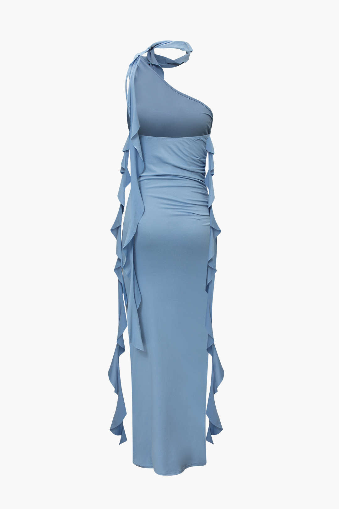 Asymmetric Scarf Neck Backless Midi Dress