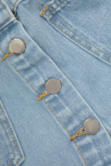 Patch Pocket Button Up Denim Shorts